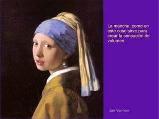 La agrupación de puntos, variando la concentración o dispersión de los mismos, o bien, cambiando el color en los puntos próximos, originan zonas  de sombras que permiten la representación de las formas. 