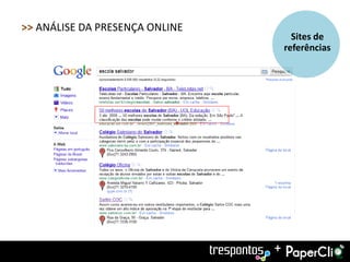 >> ANÁLISE DA PRESENÇA ONLINE
                                      Sites de
                                    referências




                                +
 