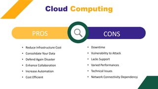Cloud
Providers
Cloud Provider is an information technology
(IT) company that provides its customers
with computing resour...