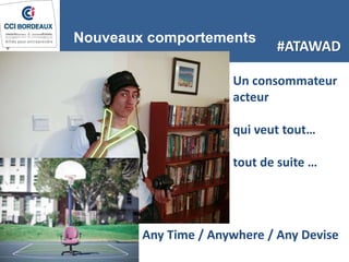 http://www.flickr.com/photos/bamboo-adventure/3548203524/
Nouveaux comportements
#ATAWAD
Any Time / Anywhere / Any Devise
...
