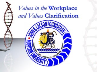 Values in the Workplace
and Values Clarification
 