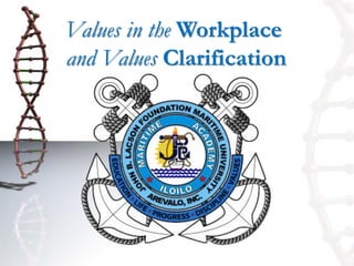 Values in the Workplace
and Values Clarification
 