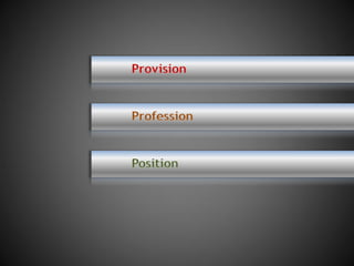 Provision
Profession
Position
 