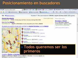 Posicionamiento en buscadores




          Todos queremos ser los
          primeros
 
