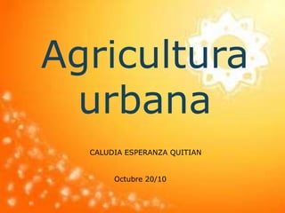 Agricultura  urbana CALUDIA ESPERANZA QUITIAN Octubre 20/10 