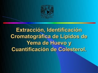 Extracción, Identificación
Cromatográfica de Lípidos de
      Yema de Huevo y
Cuantificación de Colesterol.
 