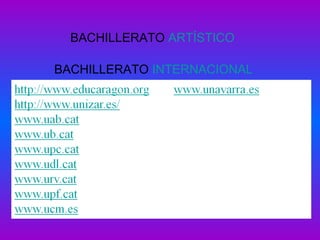 BACHILLERATO ARTÍSTICO
BACHILLERATO INTERNACIONAL
 