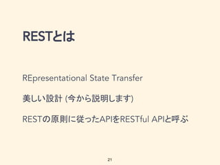 とは
美しい設計 今から説明します
の原則に従った を と呼ぶ
21
 