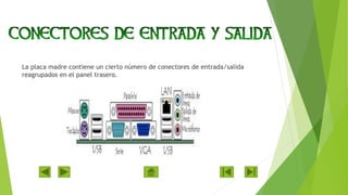 La placa madre contiene un cierto número de conectores de entrada/salida
reagrupados en el panel trasero.
 