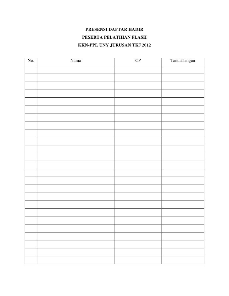 Format Daftar Hadir Mahasiswa Kkn | presensi daftar hadir Format Daftar Hadir Mahasiswa Kkn | presensi daftar hadir