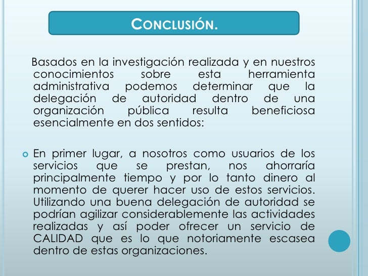 Proyecto La delegacion de Autoridad como solucion para