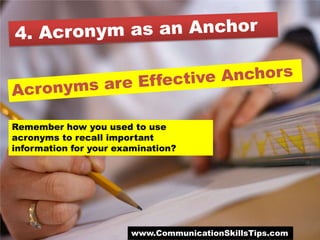Remember how you used to use
acronyms to recall important
information for your examination?




                       www...