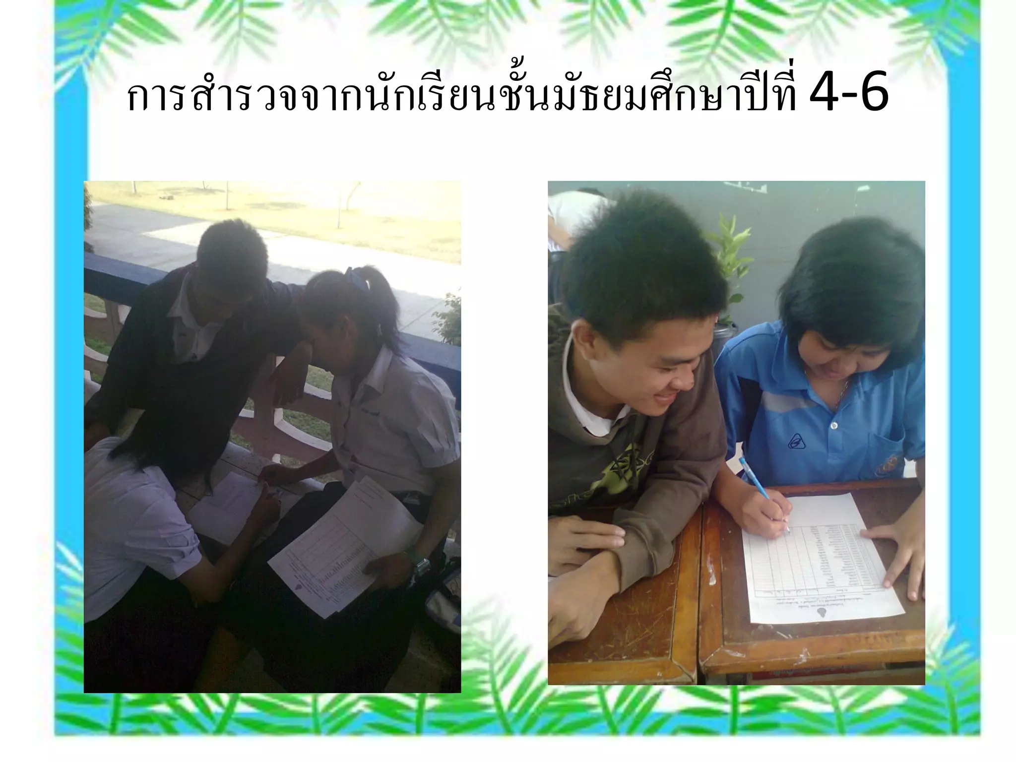 การสารวจจากนักเรี ยนชั้นมัธยมศึกษาปี ที่ 4-6
 