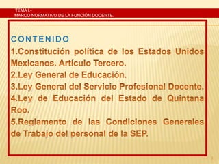 TEMA I.-
MARCO NORMATIVO DE LA FUNCIÓN DOCENTE.
3