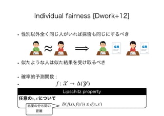 x, x′
D( f(x), f(x′)) ≤ d(x, x′)
≈ ⟹
f : 𝒳 → Δ(𝒴)
 