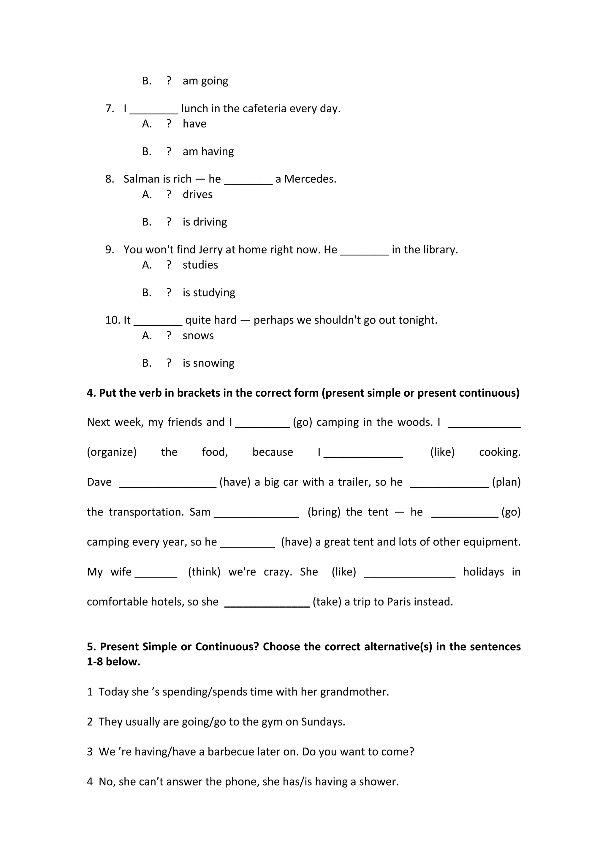 SIMPLE PRESENT VS PRESENT PROGRESSIVE EXERCISES PDF visual data 3