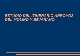 ESTUDIO DEL ITINERARIO ARROYOS DEL MOLINO Y BEJARANO 