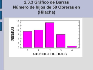 2.3 Principales tipos de gráficosExiste una gran cantidad de gráficos para la representación de datos estadísticos, depende del elaborador, de su imaginación al combinar varios tipos de ellos, de su presentación una información.Entre los gráficos más comunes tenemos: