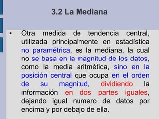 La Media Aritmética ponderada tiene en cuenta la importancia relativa de cada uno de los datos, para lo cual la definimos con la siguiente expresión:Donde..La media de Xi=sumstoria Xi Wi/sumatoria (Wi) 
