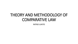 THEORY AND METHODOLOGY OF
COMPARATIVE LAW
RATNO LUKITO
 