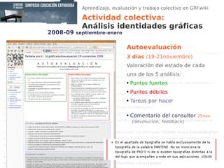 Aprendizaje, evaluación y trabajo colectivo en GRFwiki 2008-09  septiembre-enero Actividad colectiva: Análisis identidades...