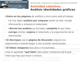 Aprendizaje, evaluación y trabajo colectivo en GRFwiki Actividad colectiva: Análisis identidades gráficas <ul><li>Entra en...