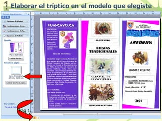 Elaborar el tríptico en el modelo que elegiste Pag 1.