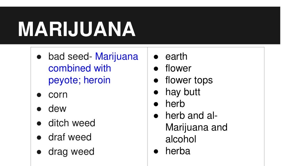 Drug slang semantic