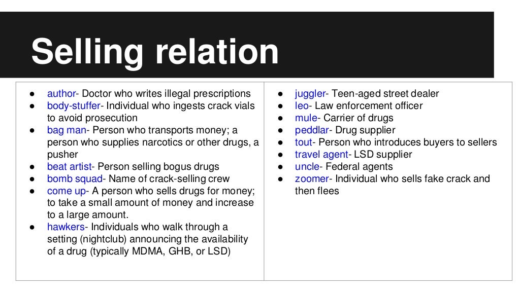 Drug slang semantic