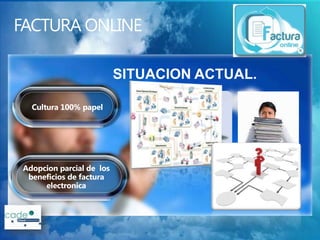 Cultura 100% papel




Adopcion parcial de los
 beneficios de factura
     electronica
 