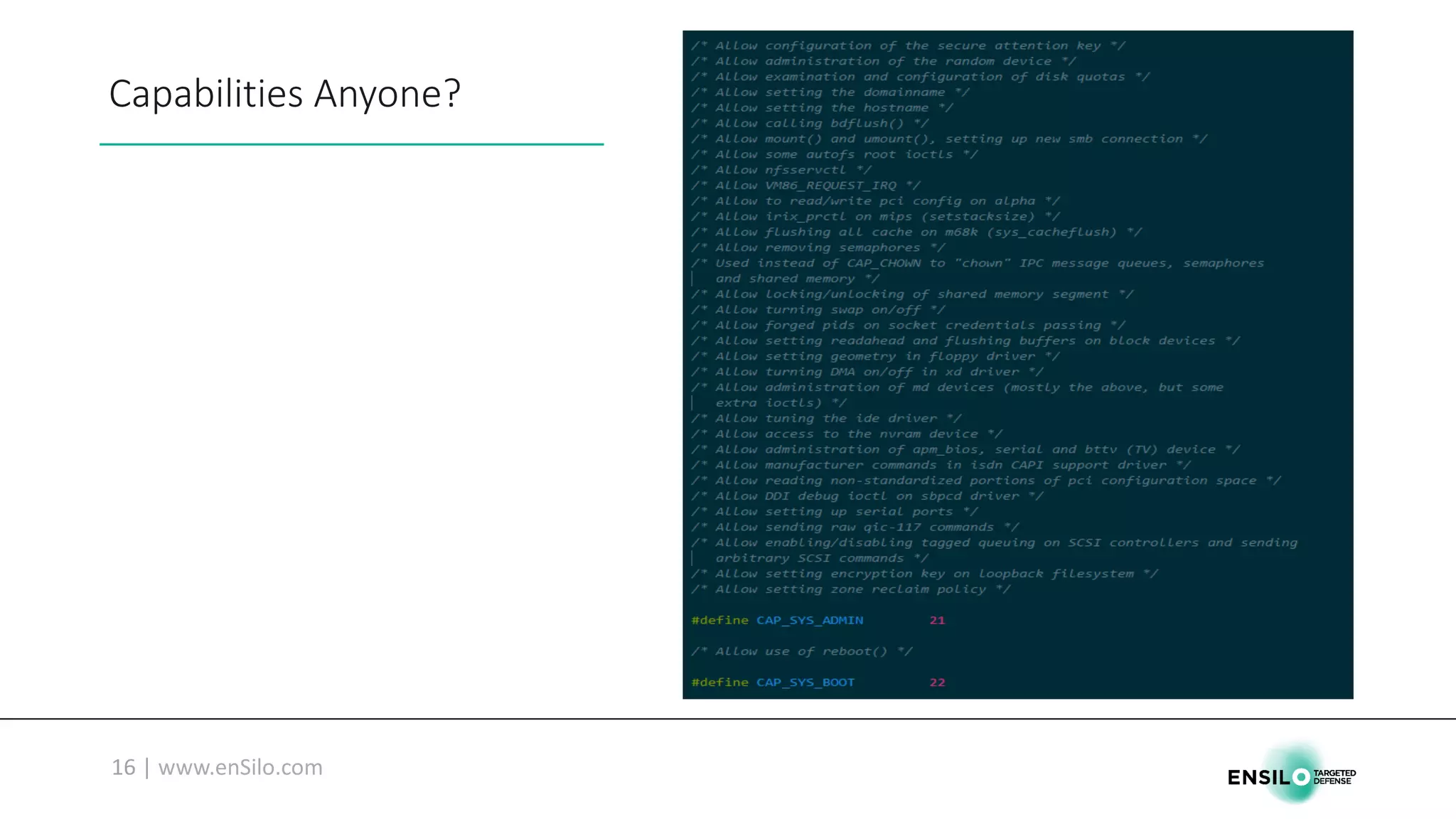 Capabilities	Anyone?
 