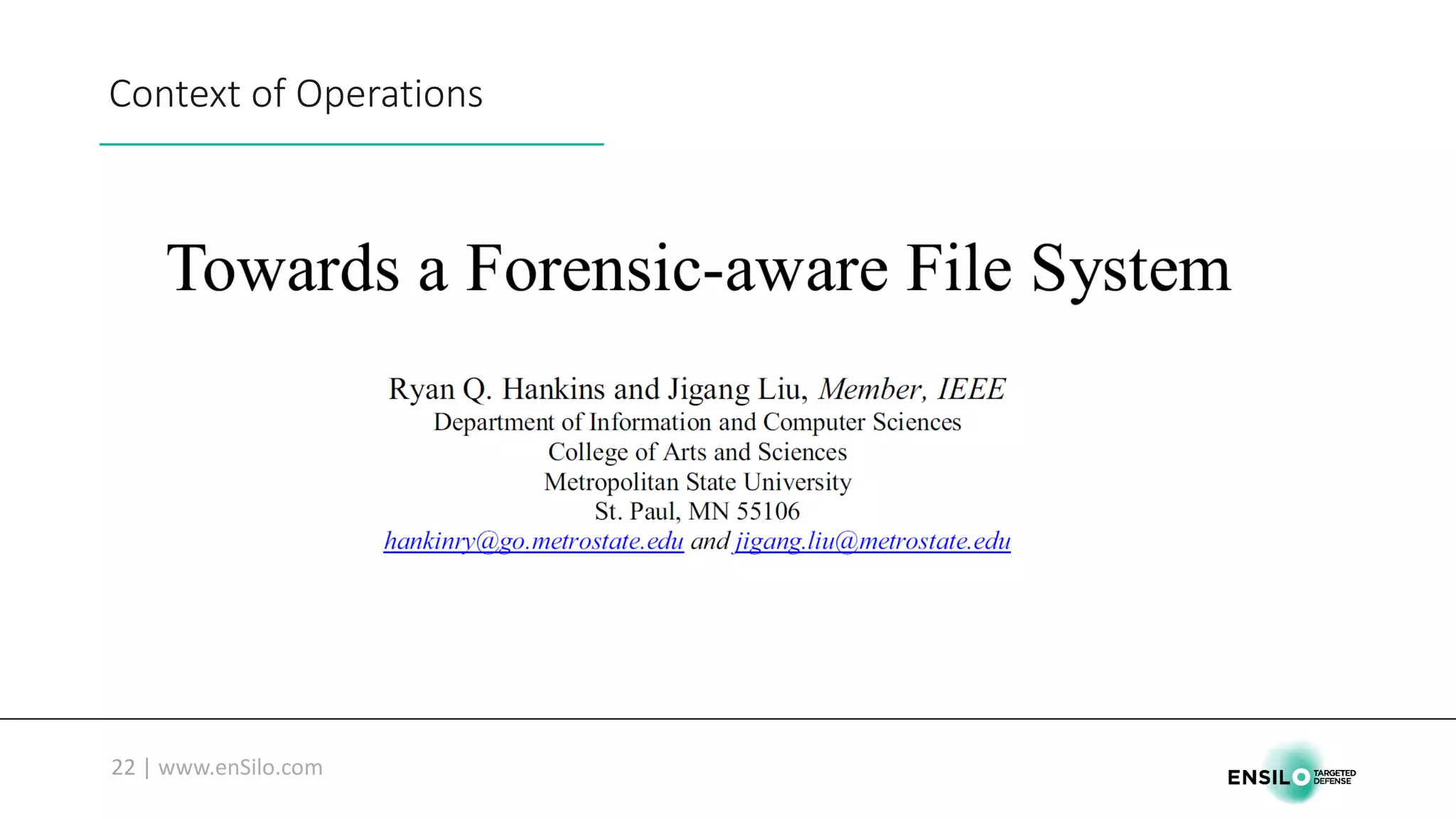 Context	of	Operations
 