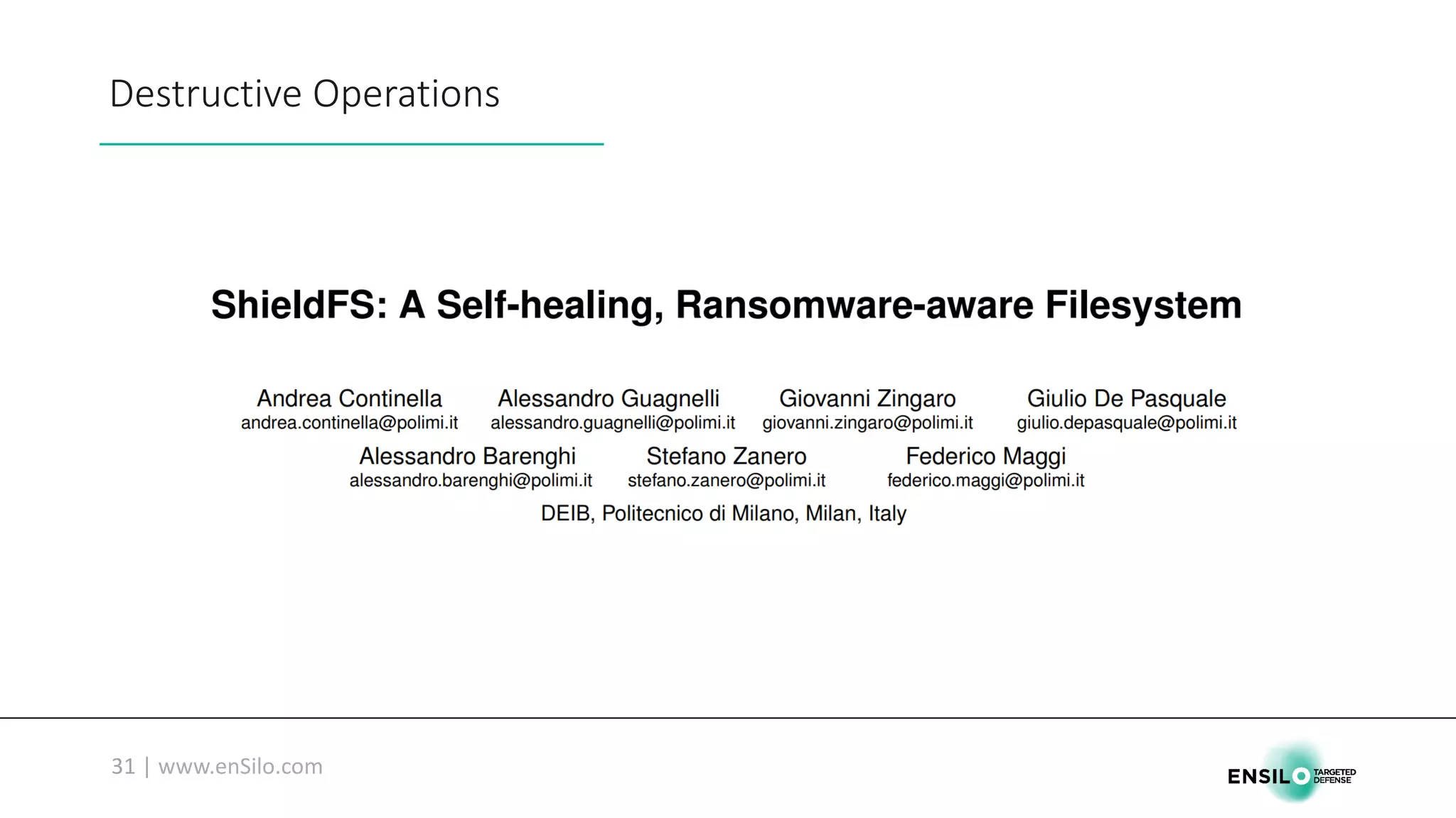 Destructive	Operations
 