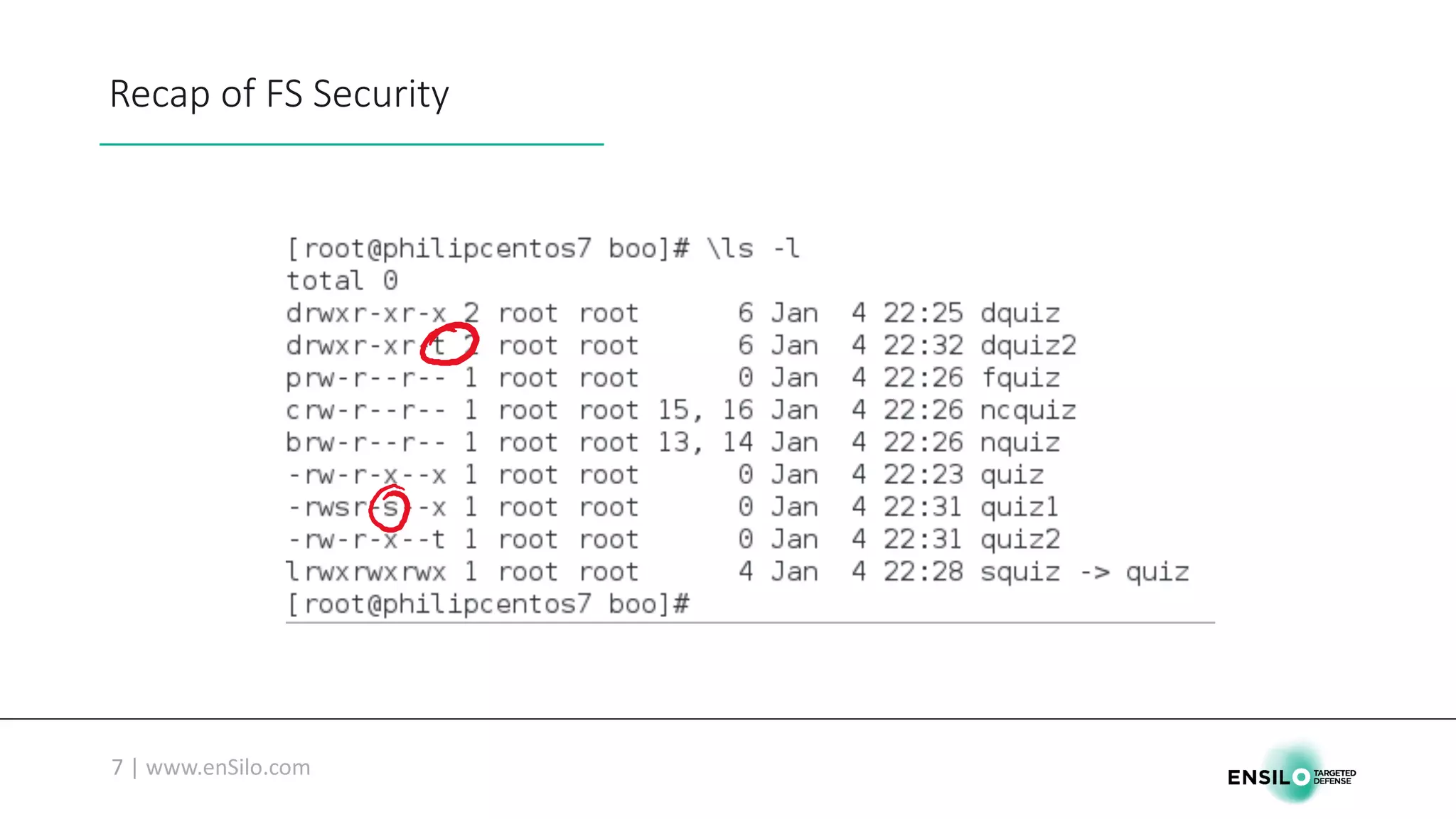 Recap	of	FS	Security
 