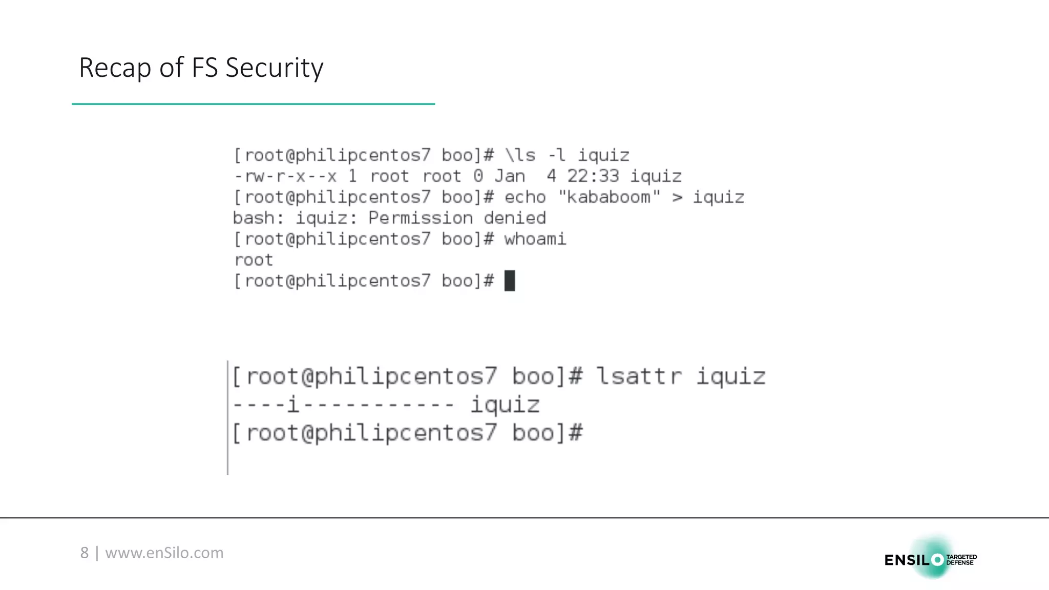 Recap	of	FS	Security
 