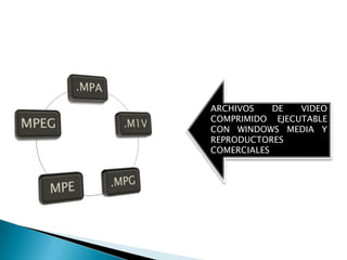 ARCHIVOS DE PROGRAMASPOWER POINT: FORMATOD PPSWORD: .DOC, DOT PLANTILLA MICROSOFT EXEL: .XLS HOJA DE CALCULO .CSV:  ARCHIVOS DE VALORES. XLK: ARCHIVO DE COPIA DE SEGURIDAD  XLM : MSN .CTI LISTA DE CONTACTOS