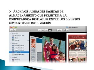 TIPOS DE ARCHIVOSEJECUTABLESProgramados bajo algún lenguaje especifico para realizar acciones y rutinas por si mismos:.EXE , .COM , .BAT , .DLL, 
