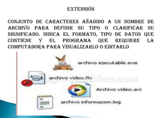 TIPOS DE EXTENCIONES DE ARCHIVOSTEXTOS PLANOSTEXTOS ENRIQUECIDOSLOS TEXTOS PLANOS SON AQUELLOS QUE SOLOS INCLUYEN LETRAS EN SU  FORMATOLOS TEXTOS ENRIQUECIDOS ADEMAS DE TENER EN SU FORMATOS CARACTERES COMO LETRAS TAMBIEN UTILIZAN IMAGENES