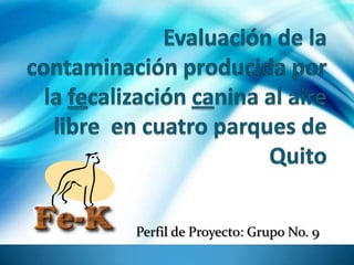 Evaluación de la contaminación producida por la fecalizacióncanina al aire libre  en cuatro parques de Quito Grupo No.  Perfil de Proyecto: Grupo No. 9 