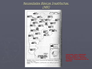 Necesidades Básicas Insatifechas. (NBI) CARLEVARI, Isidro. CARLEVARI, Ricardo.  (2006) La Argentina. Geografía humana y  Económica. 13ª Edición.  Grupo Guía S.A. Bs. As. Argentina. 