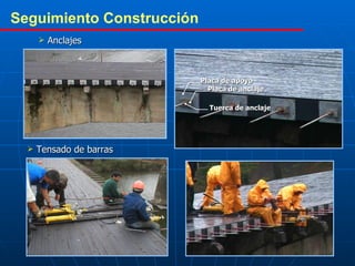 Seguimiento Construcción   Anclajes Tensado de barras Placa de apoyo Placa de anclaje Tuerca de anclaje 
