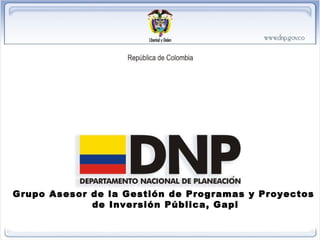 Grupo Asesor de la Gestión de Programas y Proyectos  de Inversión Pública, Gapi 