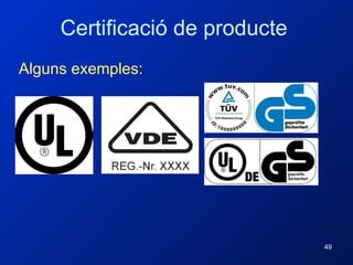 Alguns exemples: Certificació de producte 
