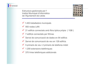 Estructura gestionada per l'
Institut Municipal d’Informàtica
de l’Ajuntament de Lleida


   1.400 treballadors municipals...