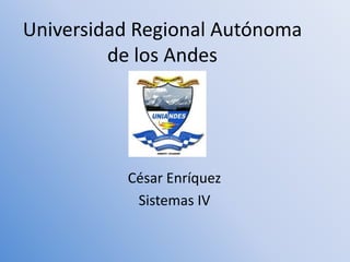Universidad Regional Autónoma
         de los Andes




          César Enríquez
           Sistemas IV
 