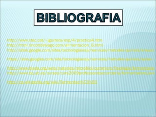 http://www.xtec.cat/~jgurrera/exp/4/practica4.htm http://html.rincondelvago.com/alimentacion_6.html http://sites.google.com/sites/tecnologiaiesjv/services/metodes-quimics/ensucrat-amb-almivar   https://stes.googles.com/site/tecnologiaesjv/services/metodes-quimics/salao---alicia   http://www.biada.org/web/materies/microbiol/cursmicro/fisiologia/fermentacio.htm http://www.bq.ub.es/cursos/curs2009professoratsecundaria/fermentadors.javiermendez.06/serveidefermentacio.06.pdf   http://ca.wikipedia.org/wiki/Fermentaci%C3%B3 