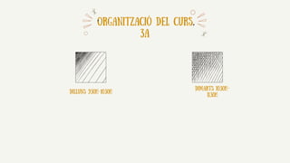 ORGANITZACIÓ DEL CURS
3A
DImarts 10.30H-
11.30H
DIlluns 9.30H-10.30H
 