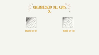 ORGANITZACIÓ DEL CURS
3c
DIjous 12H- 13H
Dilluns 13H-14H
 