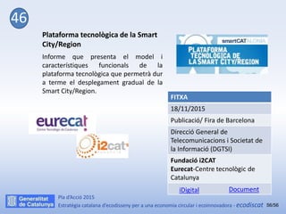 Pla d’Acció 2015
Estratègia catalana d’ecodisseny per a una economia circular i ecoinnovadora - ecodiscat
Plataforma tecno...