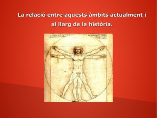 La relació entre aquests àmbits actualment iLa relació entre aquests àmbits actualment i
al llarg de la història.al llarg de la història.
 